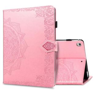 For iPad Pro 10.5 inch Halfway Mandala Embossing Pattern Horizontal Flip PU Leather Case with Card Slots & Holder(Pink)