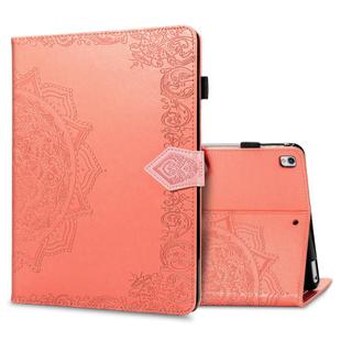 For iPad Pro 10.5 inch Halfway Mandala Embossing Pattern Horizontal Flip PU Leather Case with Card Slots & Holder(Orange)