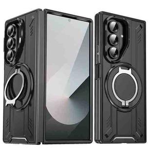 For Samsung Galaxy Z Fold7 5G Rotating Ring Holder Magnetic MagSafe Phone Case(Black)
