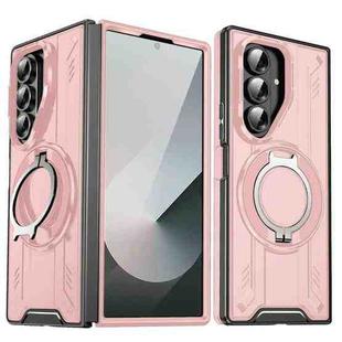 For Samsung Galaxy Z Fold7 5G Rotating Ring Holder Magnetic MagSafe Phone Case(Pink)