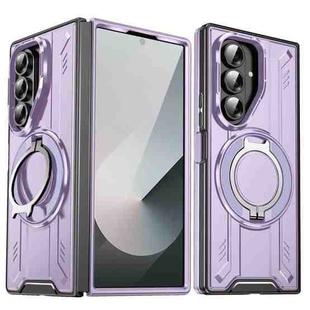 For Samsung Galaxy Z Fold7 5G Rotating Ring Holder Magnetic MagSafe Phone Case(Purple)