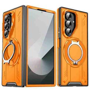 For Samsung Galaxy Z Fold7 5G Rotating Ring Holder Magnetic MagSafe Phone Case(Orange)