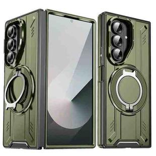 For Samsung Galaxy Z Fold7 5G Rotating Ring Holder Magnetic MagSafe Phone Case(Green)