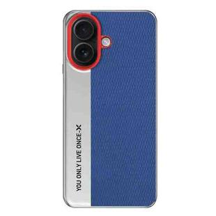 For iPhone 16 Camera Design Diamond Texture Leather PC Phone Case(Blue)
