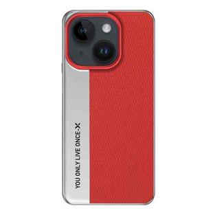 For iPhone 14 Camera Design Diamond Texture Leather PC Phone Case(Red)
