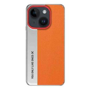 For iPhone 14 Camera Design Diamond Texture Leather PC Phone Case(Orange)