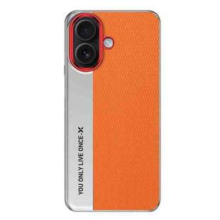 For iPhone 17 Camera Design Diamond Texture Leather PC Phone Case(Orange)
