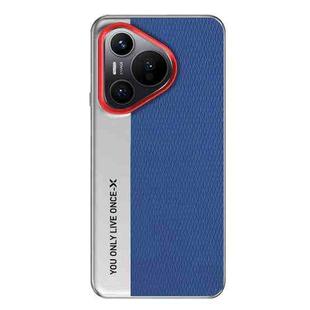 For Huawei Pura 70 Ultra Camera Design Diamond Texture Leather PC Phone Case(Blue)