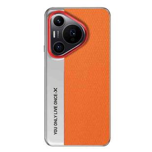 For Huawei Pura 70 Pro / 70 Pro+ Camera Design Diamond Texture Leather PC Phone Case(Orange)