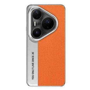 For Huawei Pura 80 Pro+ Camera Design Diamond Texture Leather PC Phone Case(Orange)