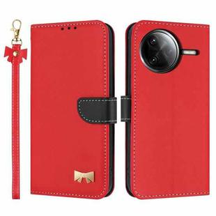 For Redmi K80 Pro / Poco F7 Pro Metal Bow Leather Phone Case with Hand Strap(Red)