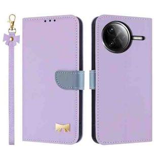 For Redmi K80 Pro / Poco F7 Pro Metal Bow Leather Phone Case with Hand Strap(Purple)