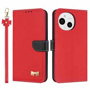 For Sharp Aquos Sense9 Metal Bow Leather Phone Case with Hand Strap(Red)