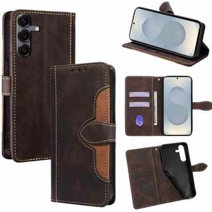 For Samsung Galaxy S25 5G Skin Feel Magnetic Buckle Leather Phone Case(Brown)