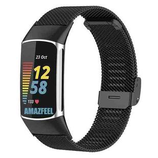 For Fitbit Charge 6 / 5 xDfind Milanese Metal Buckle Watch Band(Black)