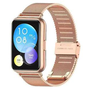 For Huawei Watch Fit 2 xDfind Milanese Metal Buckle Watch Band(Rose Gold)