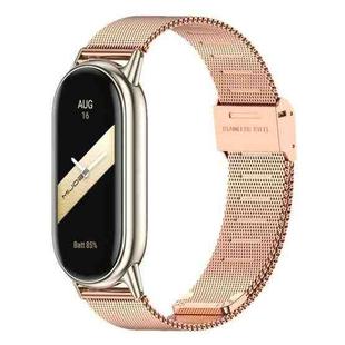 For Xiaomi Smart Band 10 / 9 / 8 NFC xDfind Milanese Metal Buckle Watch Band(Rose Gold)