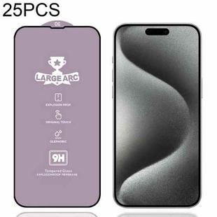 For iPhone 15 Pro 25pcs 9H 0.4mm High Aluminum Large Arc Tempered Glass Film