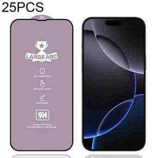 For iPhone 16 Pro Max 25pcs 9H 0.4mm High Aluminum Large Arc Tempered Glass Film