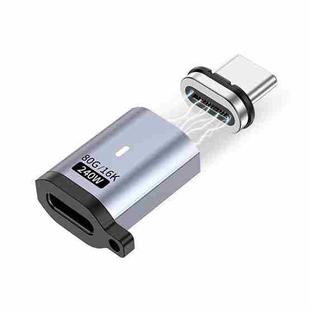 Type-C Male to Female PD240W 80Gbps 60K Magnetic Suction Adapter, Style:Straight Head(Space Grey)