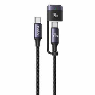 Yesido CA197 2 in 1 240W Type-C to Type-C and MagSafe 3 Magnetic Charging Data Cable, Length: 2m(Black)