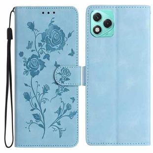 For Honor 400 Lite Global Rose Flower Embossing Pattern Leather Phone Case(Sky Blue)