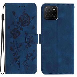 For Honor X5b Plus Rose Flower Embossing Pattern Leather Phone Case(Dark Blue)
