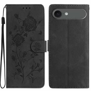 For iPhone 17 Air Rose Flower Embossing Pattern Leather Phone Case(Black)