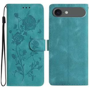 For iPhone 17 Air Rose Flower Embossing Pattern Leather Phone Case(Green)
