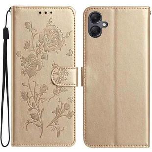For Samsung Galaxy A07 5G Rose Flower Embossing Pattern Leather Phone Case(Gold)