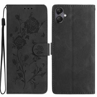 For Samsung Galaxy A07 5G Rose Flower Embossing Pattern Leather Phone Case(Black)