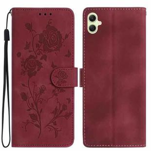 For Samsung Galaxy A07 5G Rose Flower Embossing Pattern Leather Phone Case(Red)