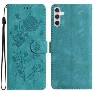 For Samsung Galaxy A17 5G Rose Flower Embossing Pattern Leather Phone Case(Green)