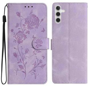 For Samsung Galaxy A17 5G Rose Flower Embossing Pattern Leather Phone Case(Light Purple)
