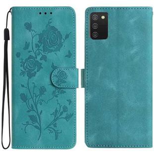 For Samsung Galaxy A02S 166mm EU Rose Flower Embossing Pattern Leather Phone Case(Green)
