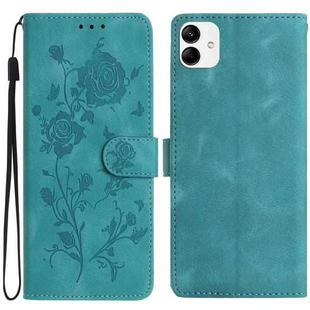 For Samsung Galaxy A04e Rose Flower Embossing Pattern Leather Phone Case(Green)
