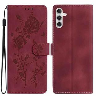 For Samsung Galaxy A05S Rose Flower Embossing Pattern Leather Phone Case(Red)
