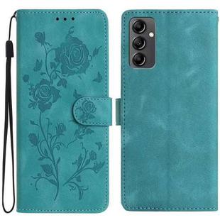 For Samsung Galaxy A14 Rose Flower Embossing Pattern Leather Phone Case(Green)