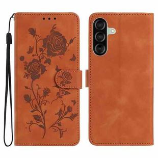 For Samsung Galaxy A26 Rose Flower Embossing Pattern Leather Phone Case(Brown)