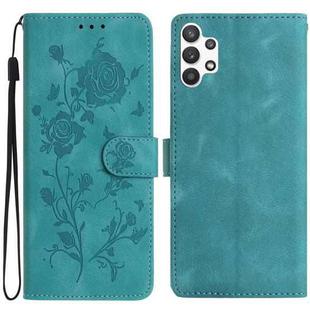For Samsung Galaxy A32 5G Rose Flower Embossing Pattern Leather Phone Case(Green)