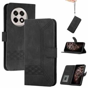 For OnePlus Ace 5 / 13R Global Cubic Skin Feel Flip Leather Phone Case(Black)