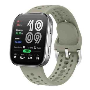 For Amazfit Bip 6 Silver Buckle Solid Color Silicone Watch Band(Light Green)