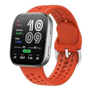 For Amazfit Bip 6 Silver Buckle Solid Color Silicone Watch Band(Orange)