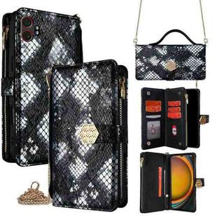 For Samsung Galaxy Xcover 7 Pro 5G Crossbody Handle Snake Texture Leather Phone Case(Black)