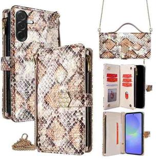 For Samsung Galaxy A36 5G Crossbody Handle Snake Texture Leather Phone Case(White)