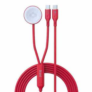 1-To-2 Type-C to Type-C Charging Cable Watch Wireless Charger for Apple Watch Series(Red)
