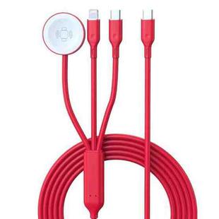 1-To-3 Type-C to 8 Pin / Type-C Charging Cable Watch Wireless Charger for Apple Watch Series(Red)