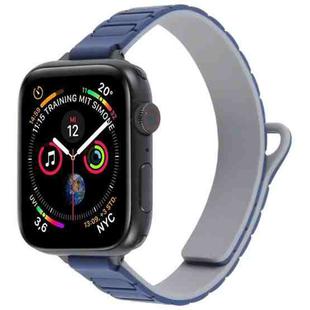 For Apple Watch 42mm / 41mm / 40mm / 38mm Slim I-shaped Magnetic Silicone Watch Band(Black+Dark Blue Grey)