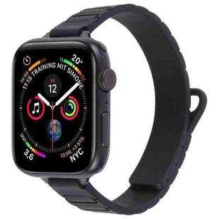 For Apple Watch 46mm / 49mm / 45mm / 44mm Slim I-shaped Magnetic Silicone Watch Band(Black+Black)