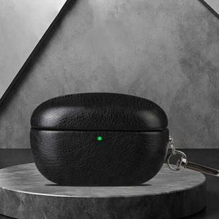 For Sony WF-1000XM5 Oily Leather Bluetooth Earphone Protective Case(Black)